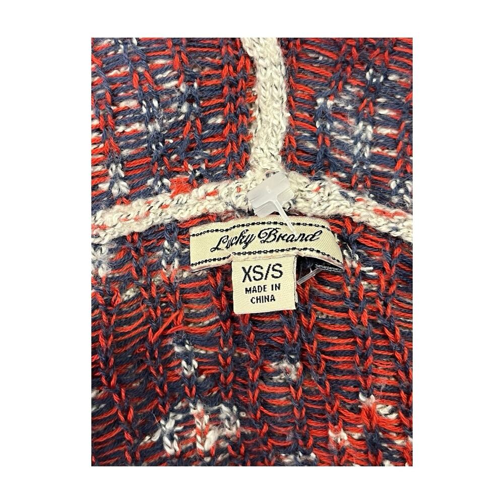 Lucky Brand Cardigan Womens XS Small Gray Orange Southwestern Kimono Boho Cozy - Picture 3 of 10